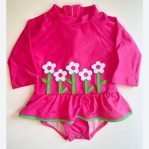 Florence Eiseman Baby Girl One Piece Pink Floral Swimsuit Size 24 months Flowers